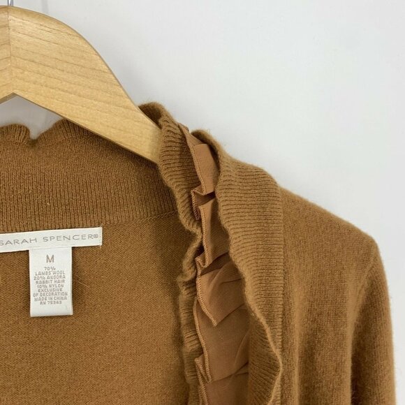 Sarah Spencer Lambswool Angora Open Cardigan Womens Size Medium Ruffle Sweater - Picture 4 of 11
